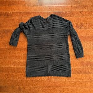 Black Crochet Knit Long Sleeve Sweater Dress/Cover Up– Size Large